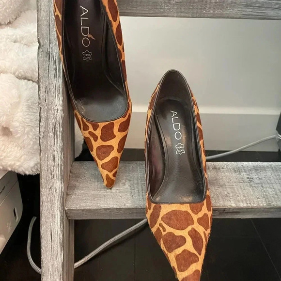 ALDO GIRAFFE PRINT PONY HAIR POINTED TOE STILETTOS SIZE 36/6 - Picture 12 of 12